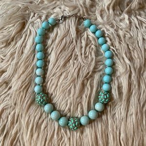 Banana Republic aqua large bead necklace w/ gold